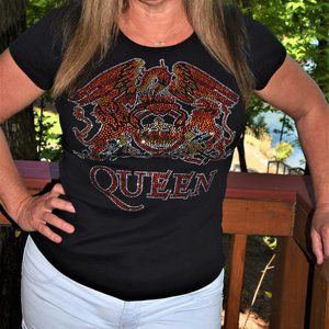 COPY - Queen concert  rhinestone bling short Sleeve Shirt XS S  M L XL XXL 1X 2…